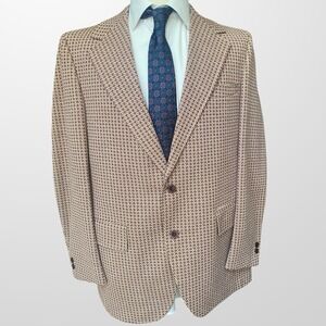 Vintage Palm Beach Blazer Mens 44L Maroon Houndstooth Sport Coat USA Union Made